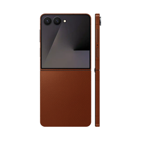 Miếng Dán Da Samsung Z Flip 7 Vân Mil Nâu