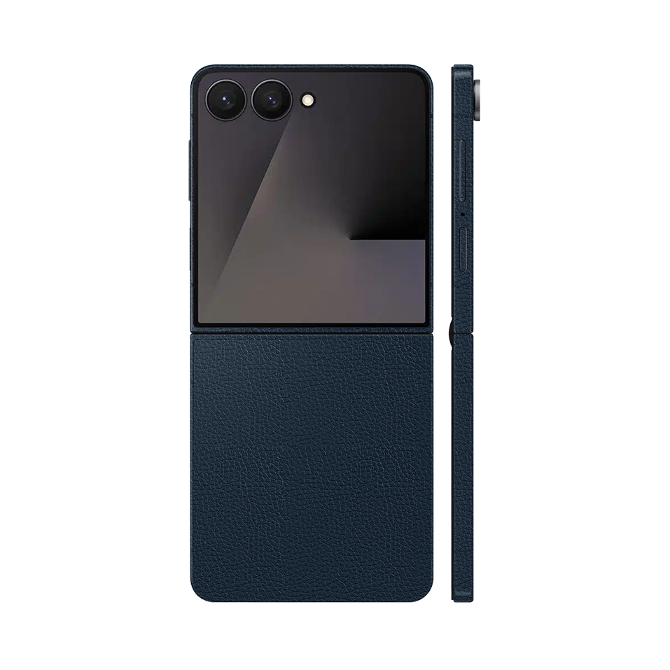 Miếng Dán Da Samsung Z Flip 7 Vân Mil Xanh Navy