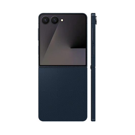Miếng Dán Da Samsung Z Flip 7 Vân Mil Xanh Navy