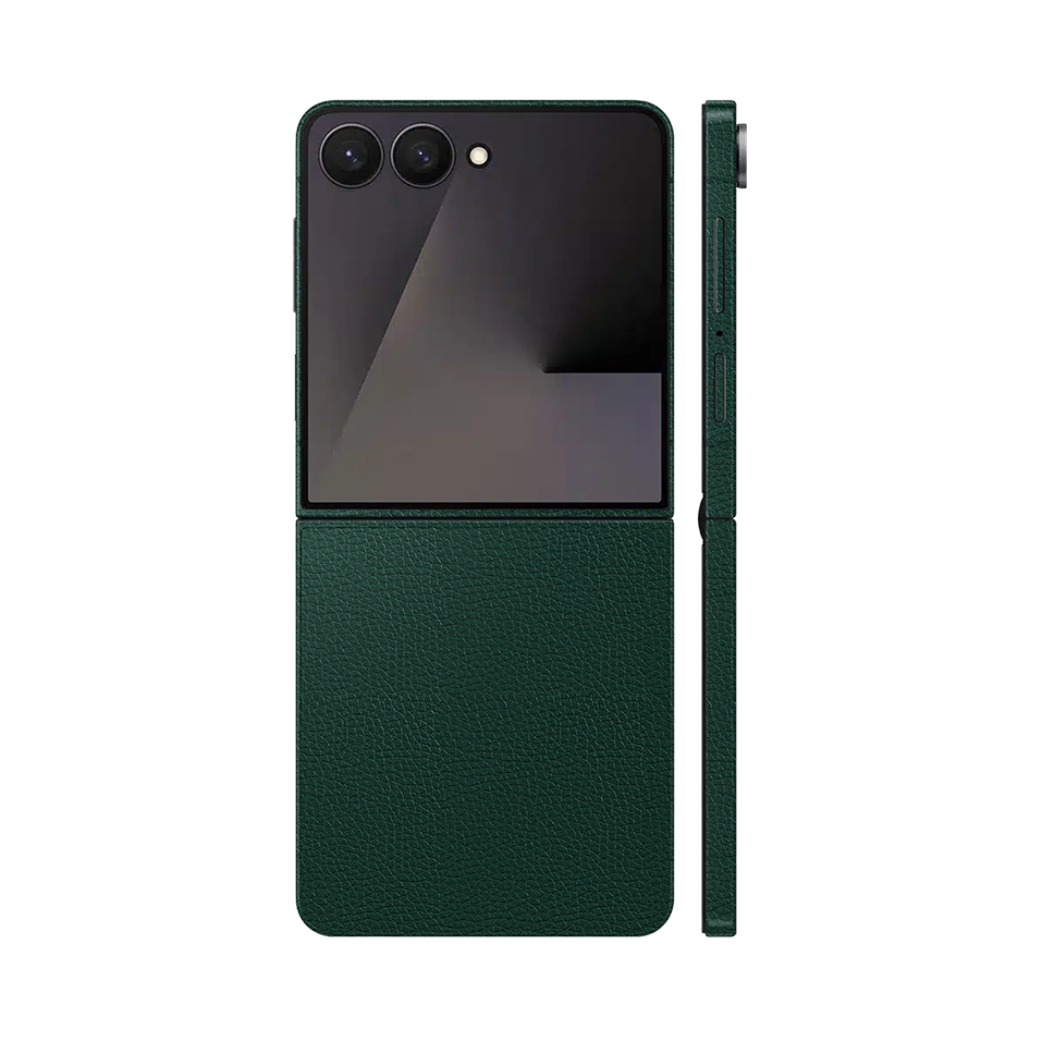 Miếng Dán Da Samsung Z Flip 7 Vân Mil Xanh Rêu