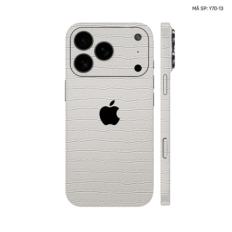 Miếng Dán Da IPhone 17 Series Vân Cá Sấu Trắng | Y70-13