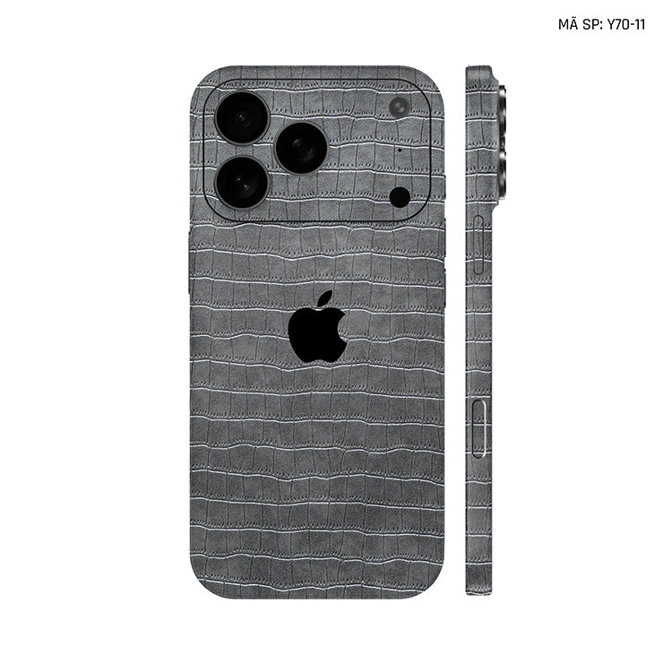 Miếng Dán Da IPhone 17 Series Vân Cá Sấu Xám | Y70-11