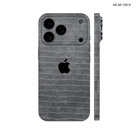 Miếng Dán Da IPhone 17 Series Vân Cá Sấu Xám | Y70-11