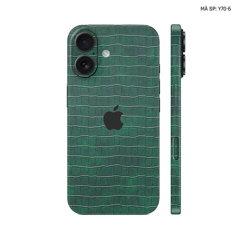 Miếng Dán Da IPhone 17 Series Vân Cá Sấu Xanh Rêu | Y70-6
