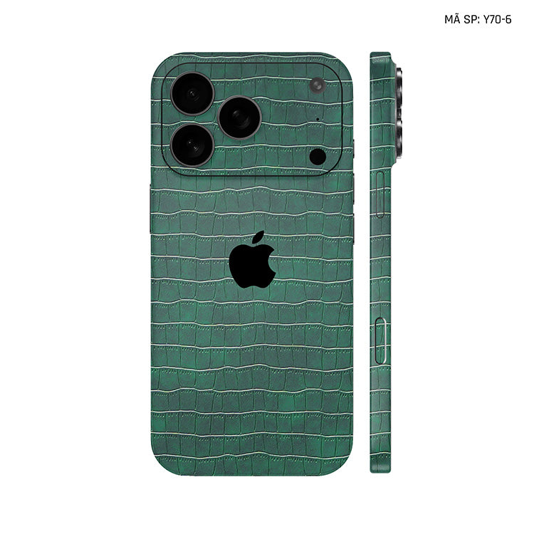 Miếng Dán Da IPhone 17 Series Vân Cá Sấu Xanh Rêu | Y70-6