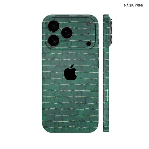 Miếng Dán Da IPhone 17 Series Vân Cá Sấu Xanh Rêu | Y70-6