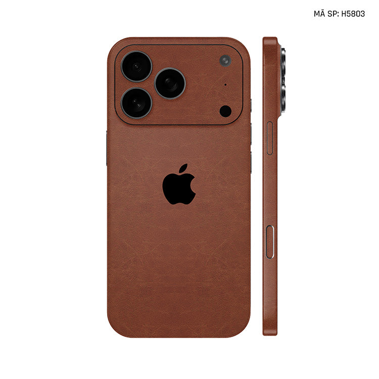 Miếng Dán Da IPhone 17 Series Vân Nappa Nâu Cafe | H5803