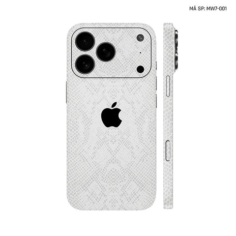 Miếng Dán Da IPhone 17 Series Vân Rắn Trắng | MW7-001