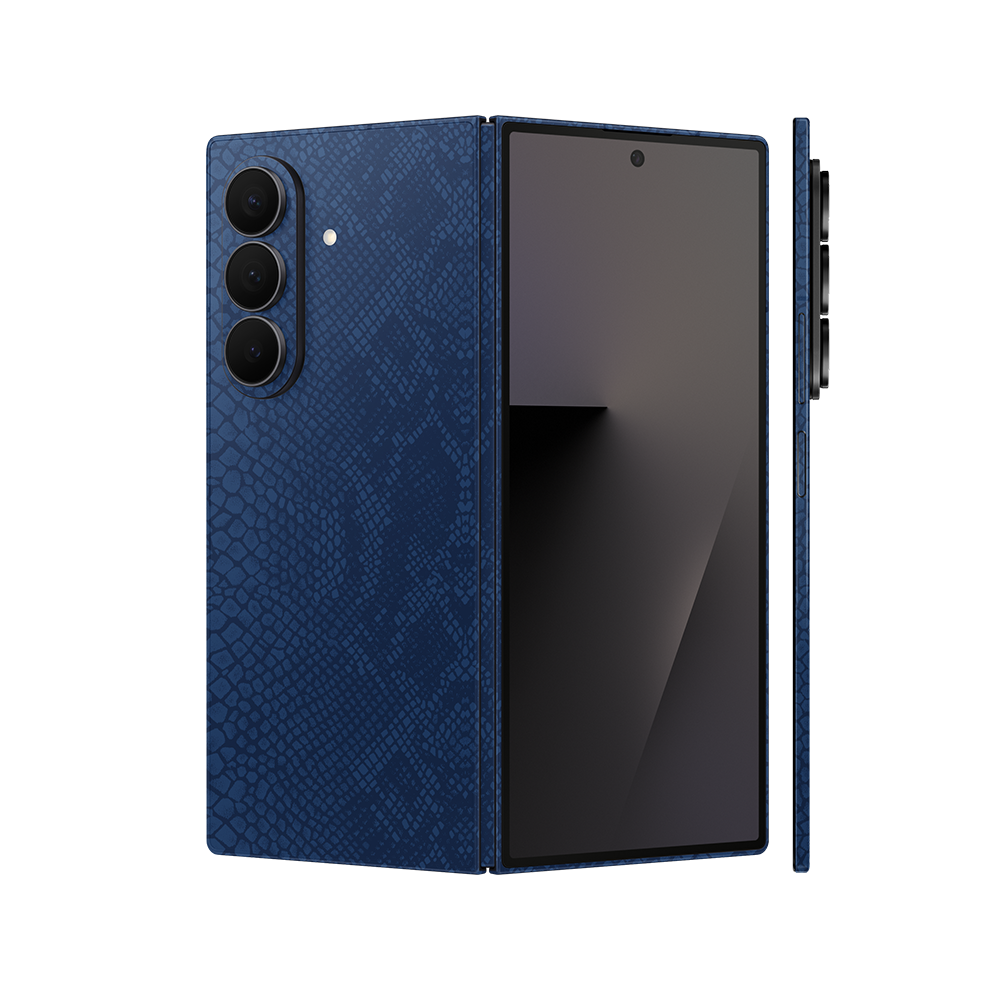 Miếng Dán Da Samsung Z Fold 7 Vân Rắn Xanh Navy