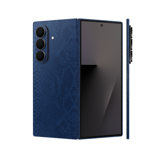 Miếng Dán Da Samsung Z Fold 7 Vân Rắn Xanh Navy