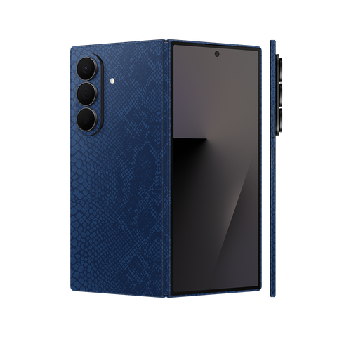 Miếng Dán Da Samsung Z Fold 7 Vân Rắn Xanh Navy