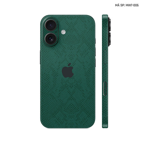 Miếng Dán Da IPhone 17 Series Vân Rắn Xanh Rêu | MW7-006