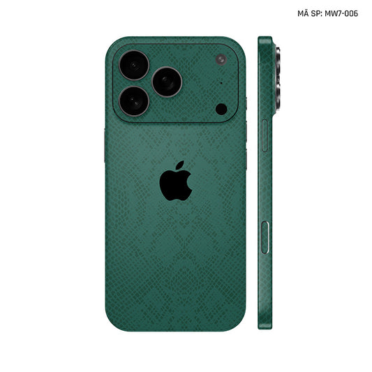Miếng Dán Da IPhone 17 Series Vân Rắn Xanh Rêu | MW7-006