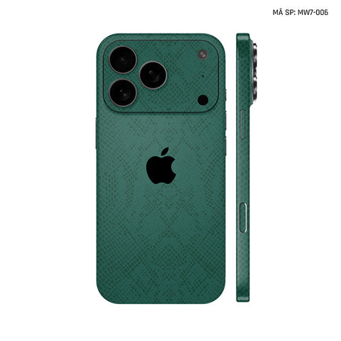 Miếng Dán Da IPhone 17 Series Vân Rắn Xanh Rêu | MW7-006