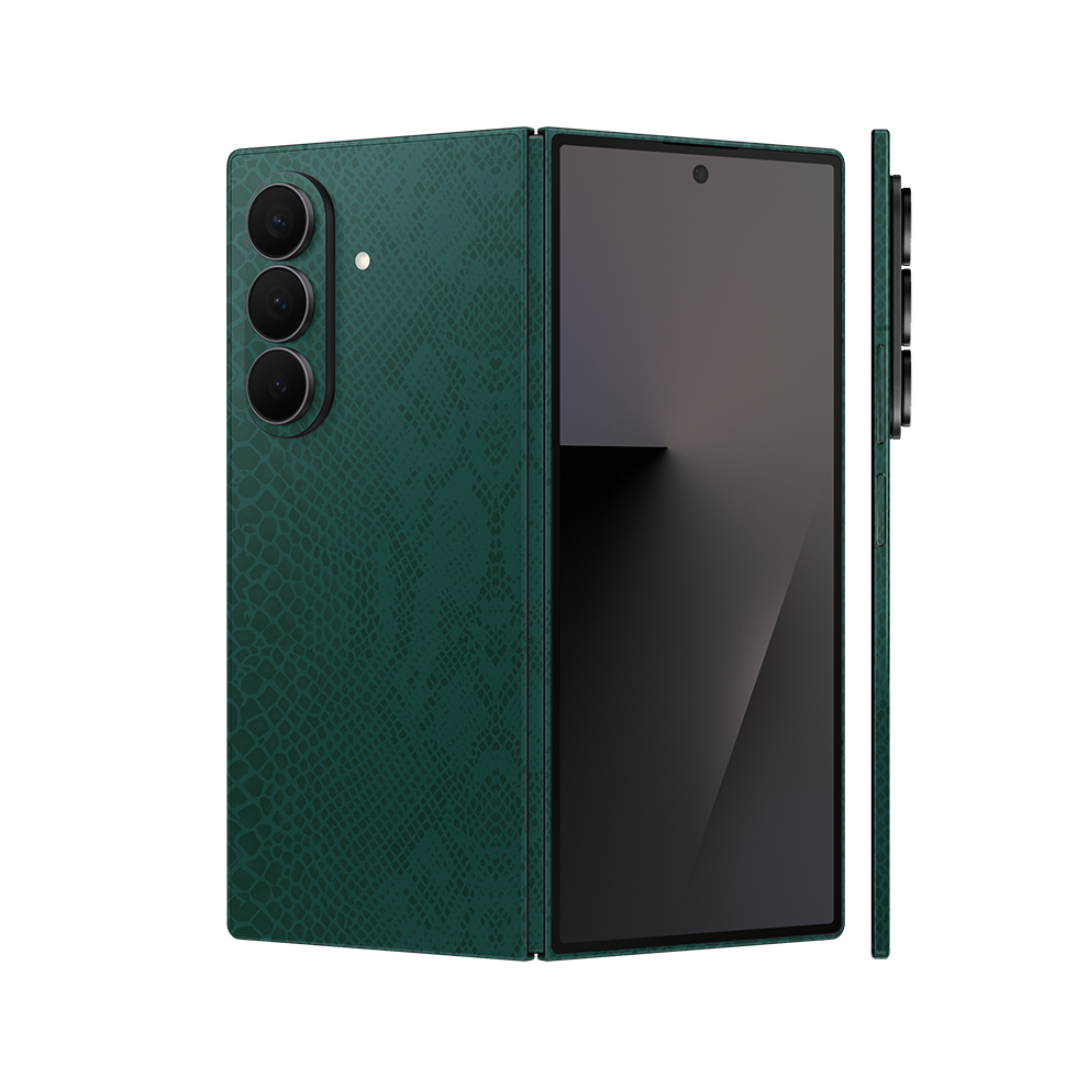 Miếng Dán Da Samsung Z Fold 7 Vân Rắn Xanh Rêu