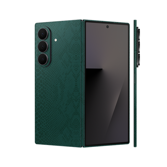 Miếng Dán Da Samsung Z Fold 7 Vân Rắn Xanh Rêu