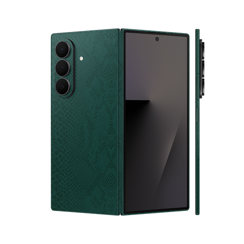 Miếng Dán Da Samsung Z Fold 7 Vân Rắn Xanh Rêu