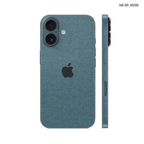 Miếng Dán Da IPhone 17 Series Vân Vải Xanh Cổ Vịt | H5706