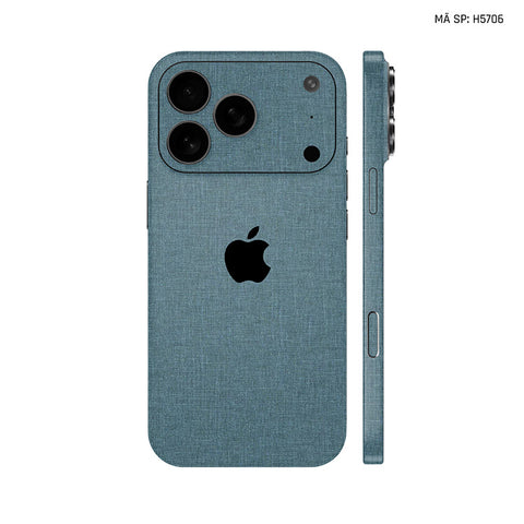 Miếng Dán Da IPhone 17 Series Vân Vải Xanh Cổ Vịt | H5706