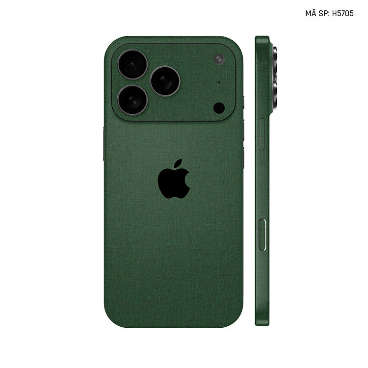 Miếng Dán Da IPhone 17 Series Vân Vải Xanh Lá | H5705
