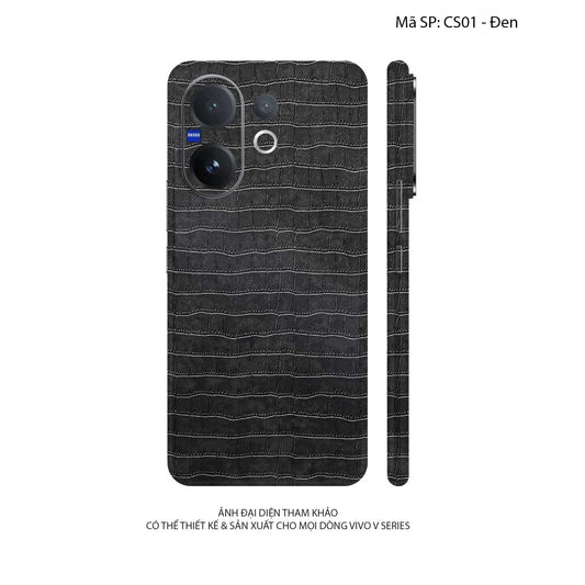 Miếng Dán Da Vivo V60 Series Vân Cá Sấu Đen | CS01