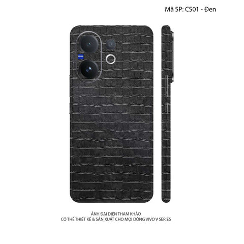 Miếng Dán Da Vivo V60 Series Vân Cá Sấu Đen | CS01