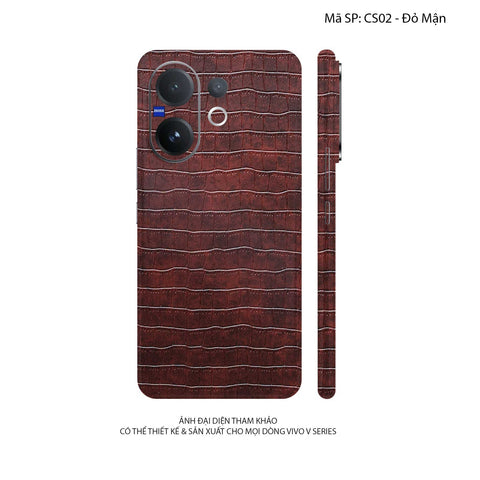 Miếng Dán Da Vivo V60 Series Vân Cá Sấu Đỏ Mận | CS02
