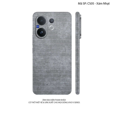 Miếng Dán Da Vivo V60 Series Vân Cá Sấu Xám Nhạt | CS05
