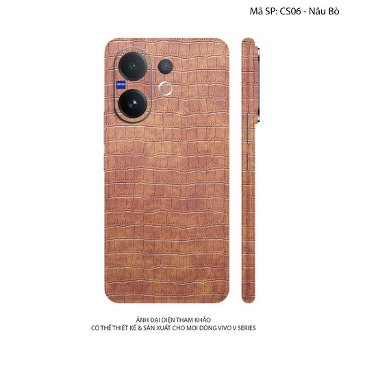 Miếng Dán Da Vivo V60 Series Vân Cá Sấu Nâu Bò | CS06