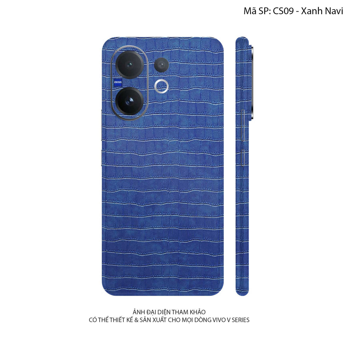 Miếng Dán Da Vivo V60 Series Vân Cá Sấu Xanh Navy | CS09