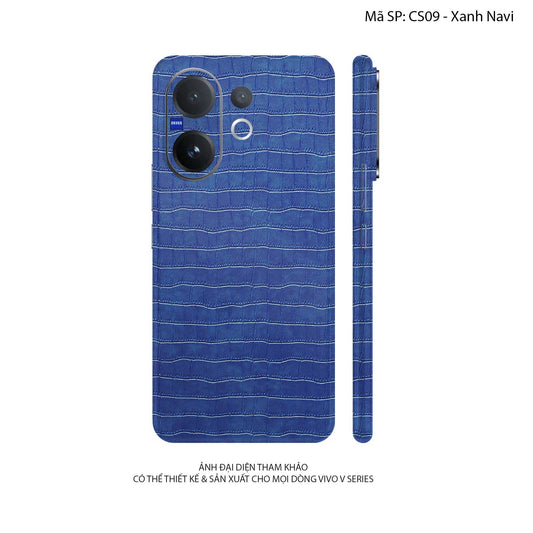 Miếng Dán Da Vivo V60 Series Vân Cá Sấu Xanh Navy | CS09