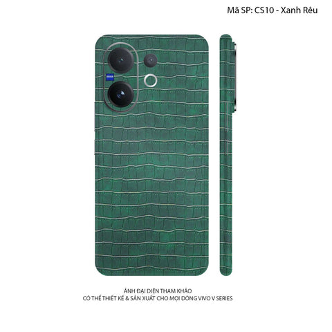 Miếng Dán Da Vivo V60 Series Vân Cá Sấu Xanh Rêu | CS10