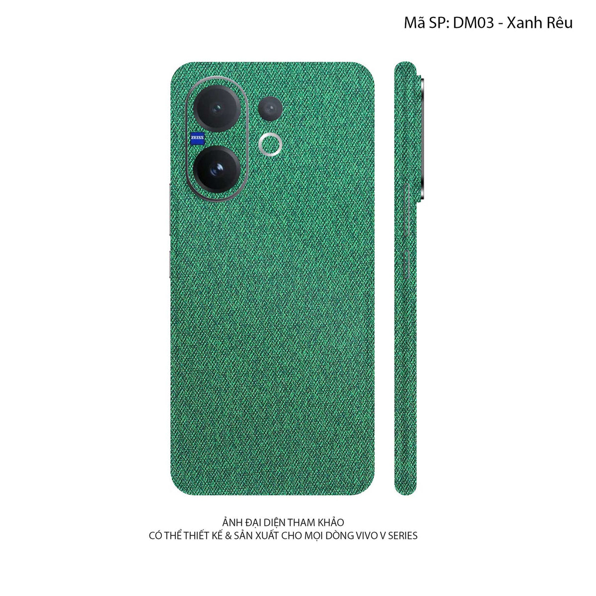 Miếng Dán Da Vivo V60 Series Vân Demin Xanh Rêu | DM03
