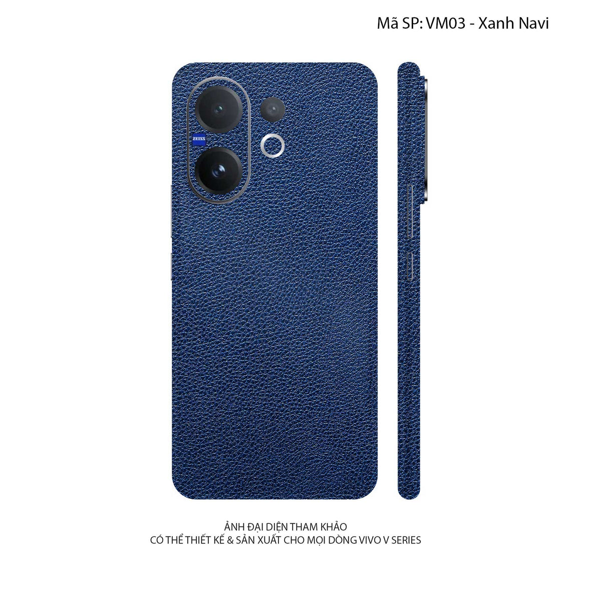 Miếng Dán Da Vivo V60 Series Vân Mil Xanh Navy | VM03