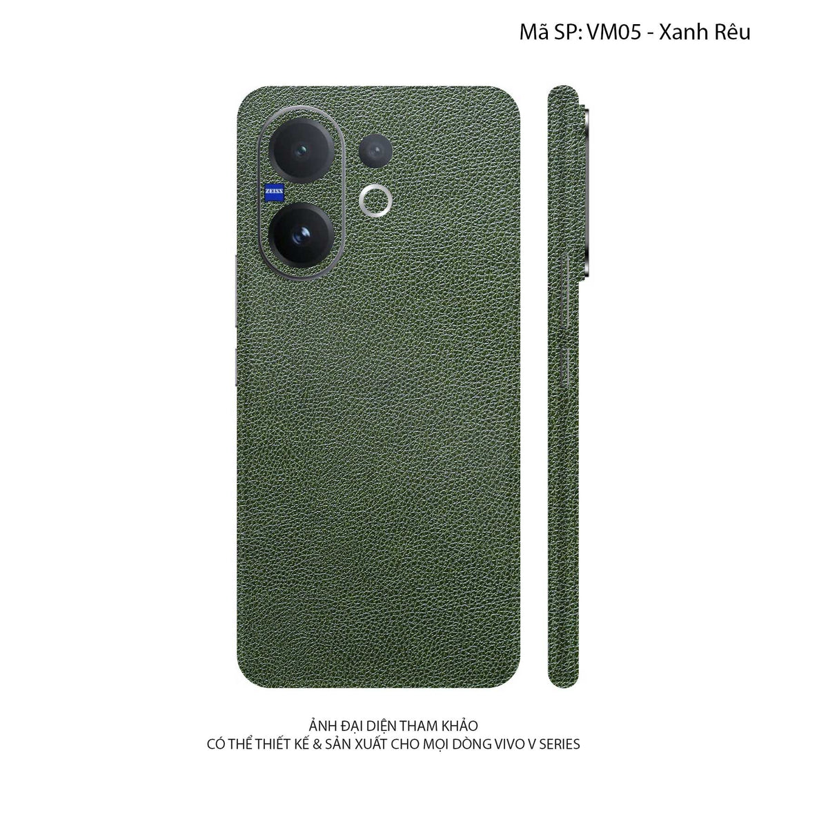Miếng Dán Da Vivo V60 Series Vân Mil Xanh Rêu | VM05