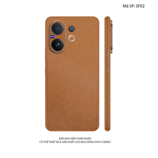 Miếng Dán Da Vivo V60 Series Vân Saffiano Nâu | SF02
