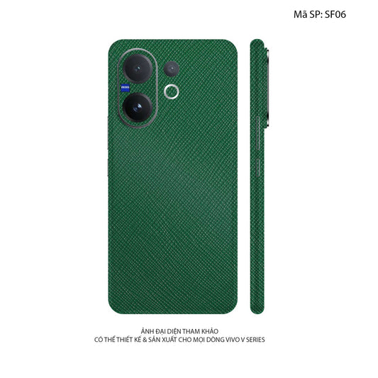 Miếng Dán Da Vivo V60 Series Vân Saffiano Xanh Rêu | SF06