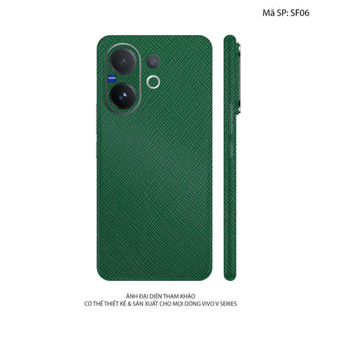 Miếng Dán Da Vivo V60 Series Vân Saffiano Xanh Rêu | SF06