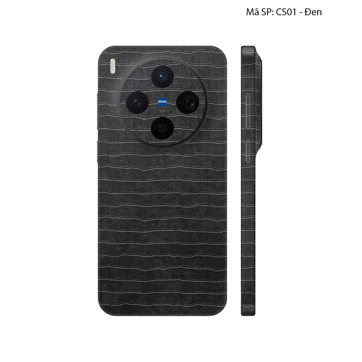 Miếng Dán Da Vivo X300 Series Vân Cá Sấu Đen | CS01