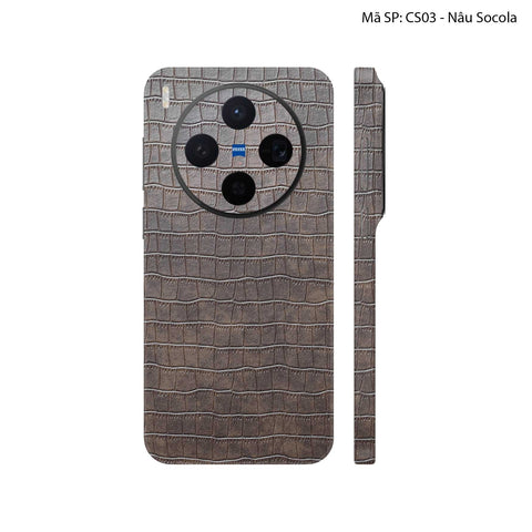 Miếng Dán Da Vivo X300 Series Vân Cá Sấu Nâu Socola | CS03