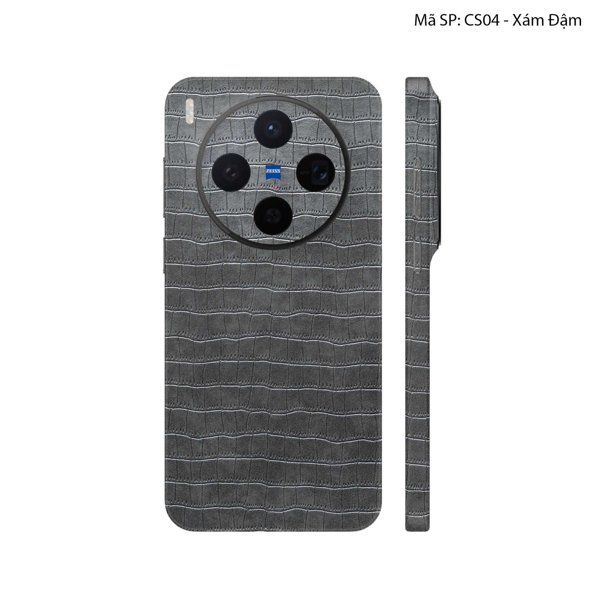 Miếng Dán Da Vivo X300 Series Vân Cá Sấu Xám Đậm | CS04