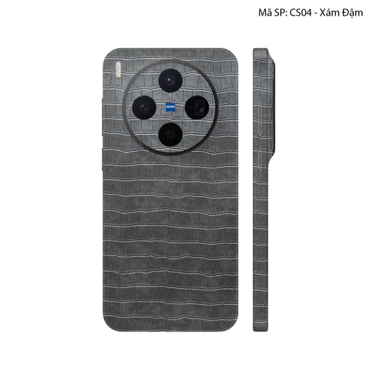Miếng Dán Da Vivo X300 Series Vân Cá Sấu Xám Đậm | CS04