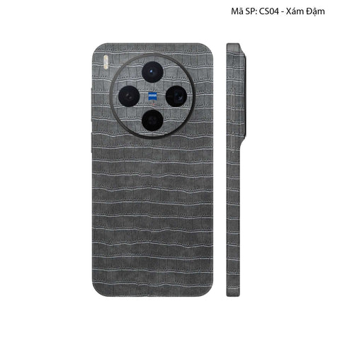 Miếng Dán Da Vivo X300 Series Vân Cá Sấu Xám Đậm | CS04