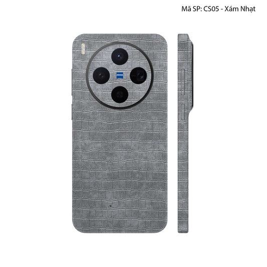 Miếng Dán Da Vivo X300 Series Vân Cá Sấu Xám Nhạt | CS05