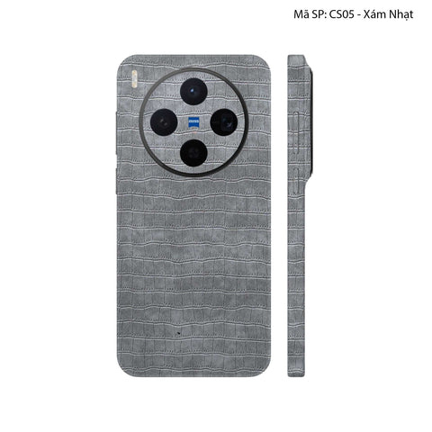 Miếng Dán Da Vivo X300 Series Vân Cá Sấu Xám Nhạt | CS05