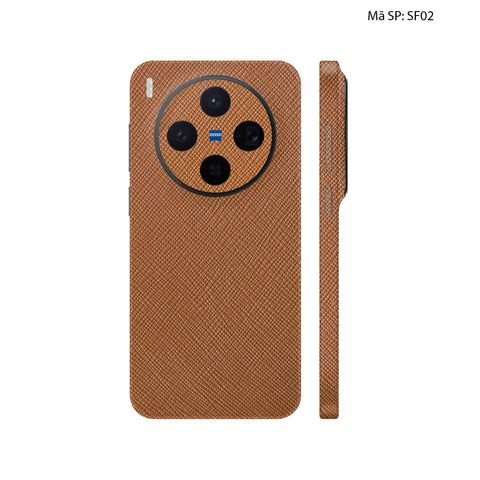 Miếng Dán Da Vivo X300 Series Vân Saffiano Nâu | SF02