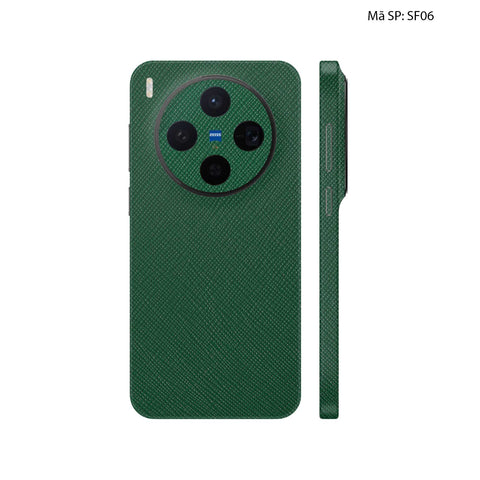 Miếng Dán Da Vivo X300 Series Vân Saffiano Xanh Rêu | SF06