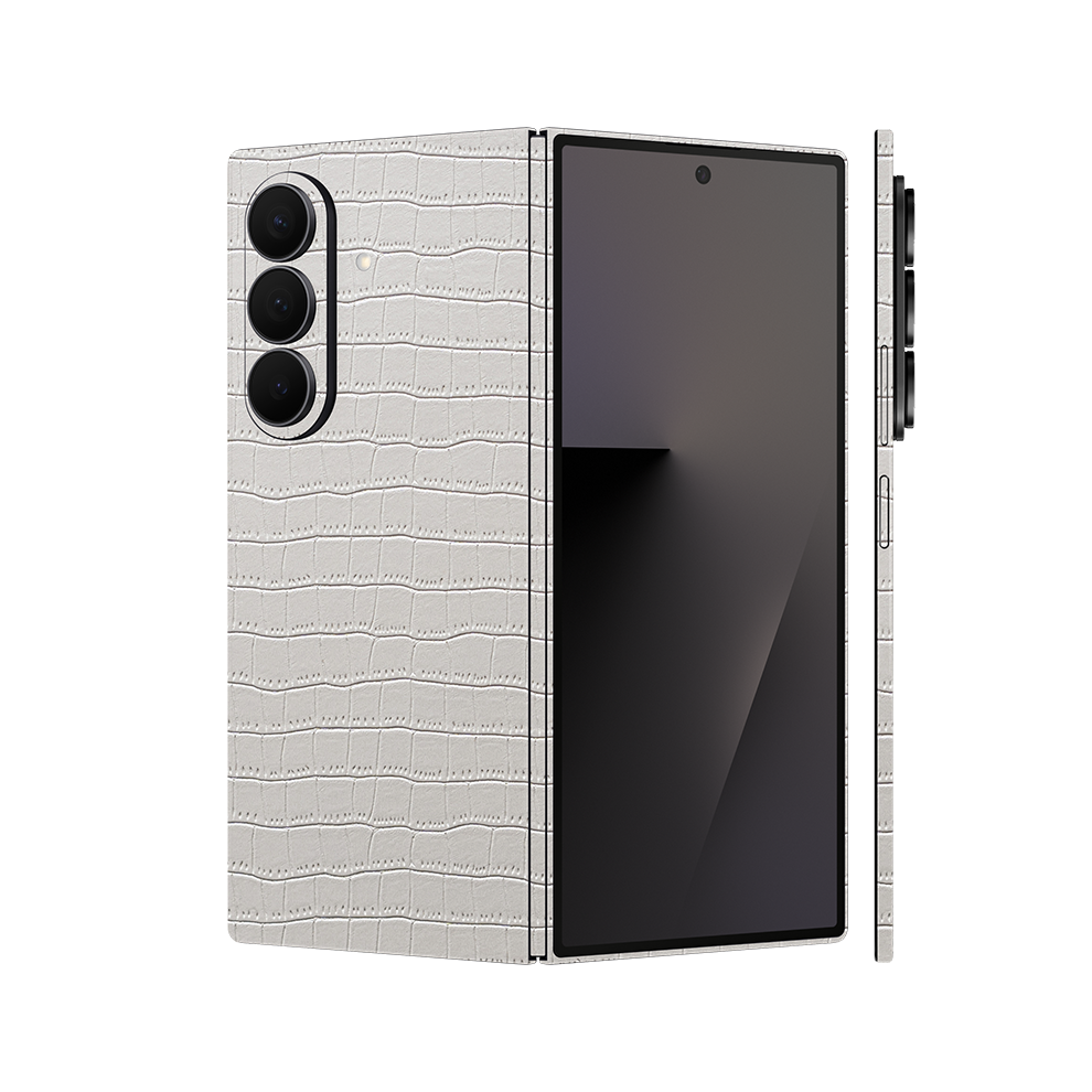 Miếng Dán Da Samsung Z Fold 7 Vân Cá Sấu Trắng