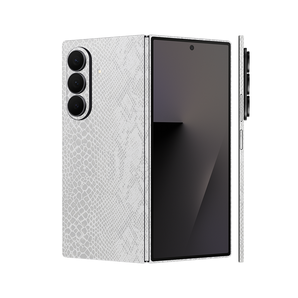 Miếng Dán Da Samsung Z Fold 7 Vân Rắn Trắng