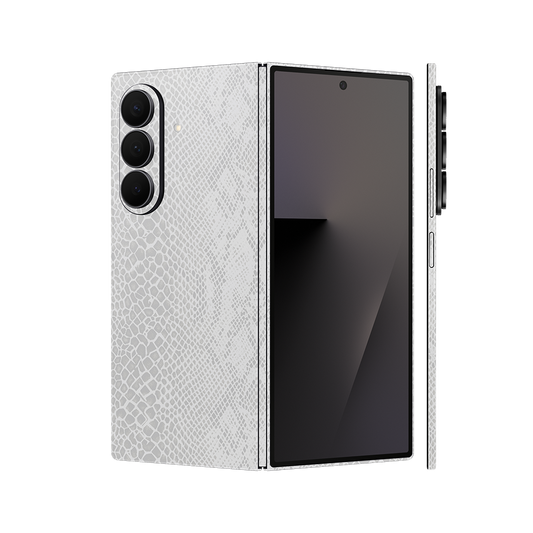 Miếng Dán Da Samsung Z Fold 7 Vân Rắn Trắng
